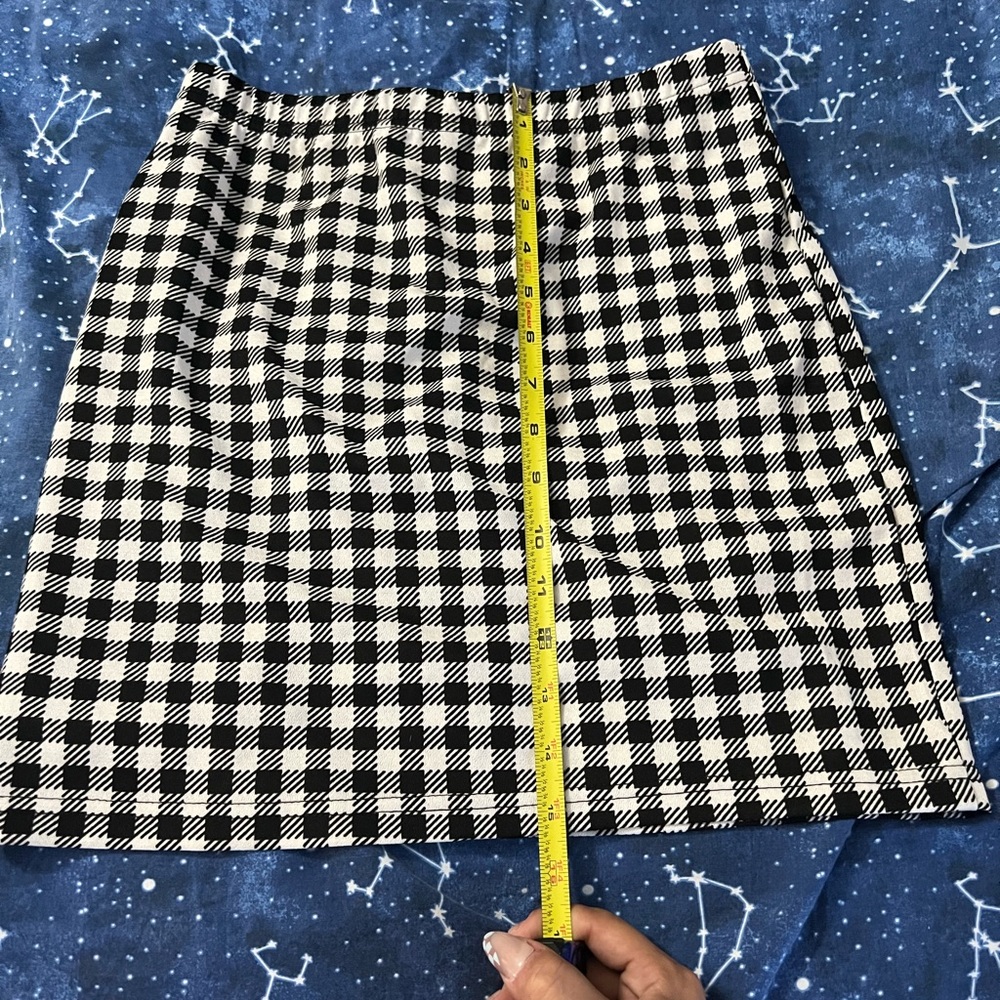 NWOT Shein Black & White Checker Print Mini Skirt - Picture 4 of 5
